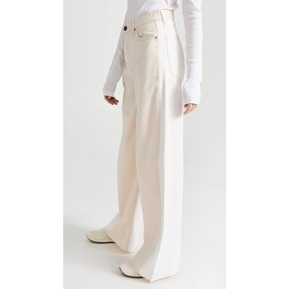Rag & Bone Sofie Jeans Cream White Two Tone High Rise Ultra-Wide Leg Size 23 - Picture 8 of 11